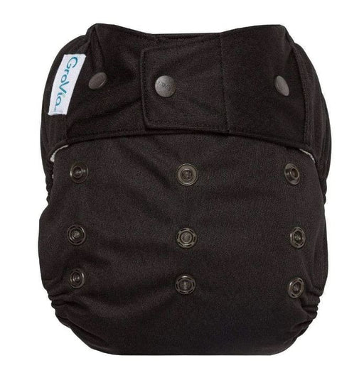 A Black Cloth Diapers from GroVia in size O/S for neutral. (Front View)