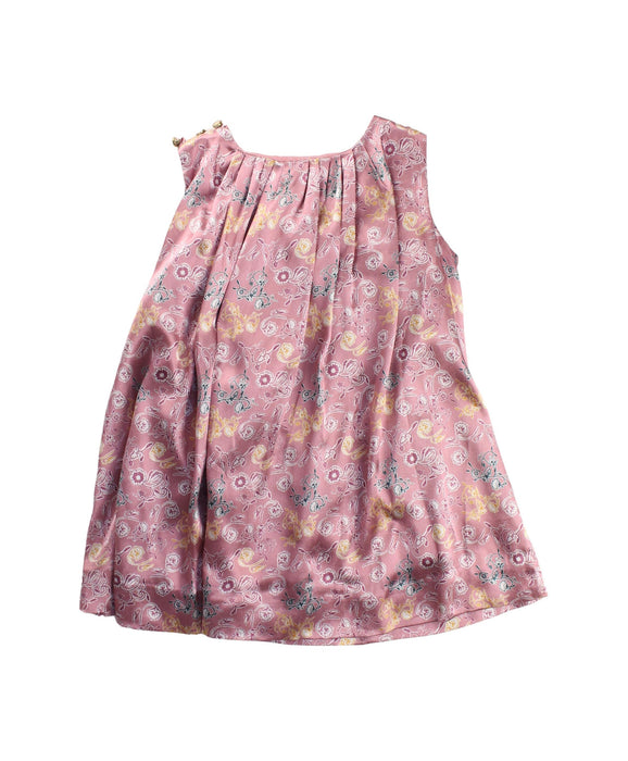 A Pink Sleeveless Dresses from Velveteen in size 2T for girl. (Back View)