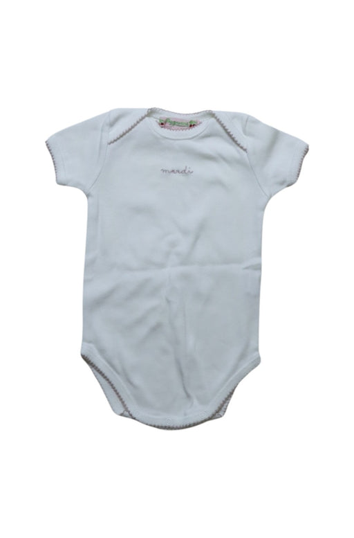 A White Short Sleeve Bodysuits from Bonpoint in size 0-3M for neutral. (Front View)