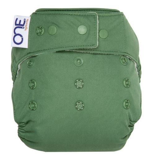 A Green Cloth Diapers from GroVia in size O/S for neutral. (Front View)