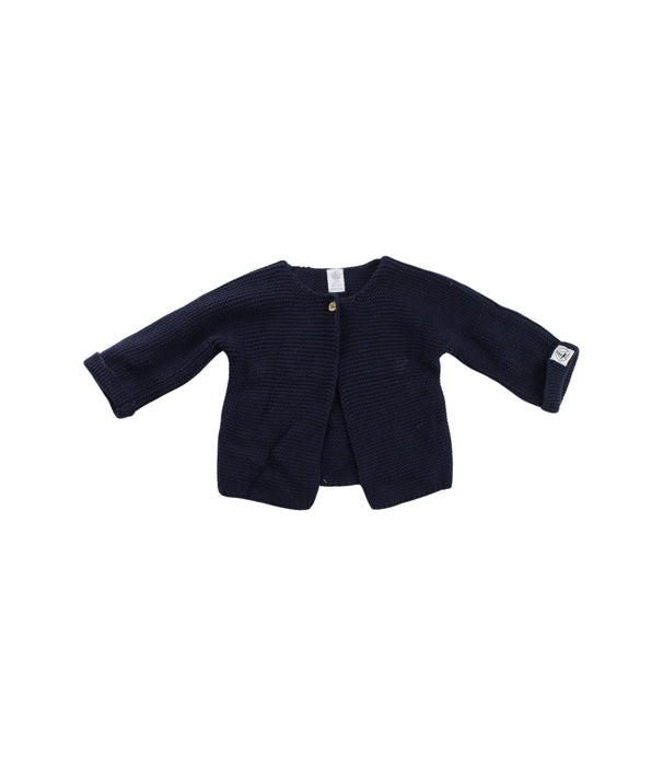 A Navy Cardigans from Petit Bateau in size 3-6M for neutral. (Front View)