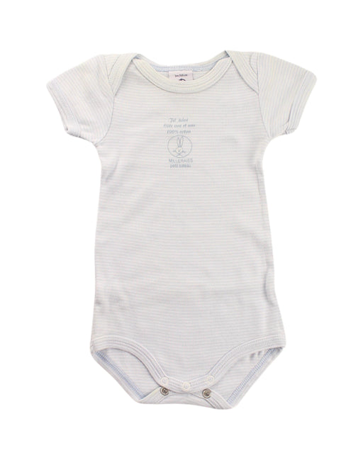 A Blue Short Sleeve Bodysuits from Petit Bateau in size 0-3M for boy. (Front View)