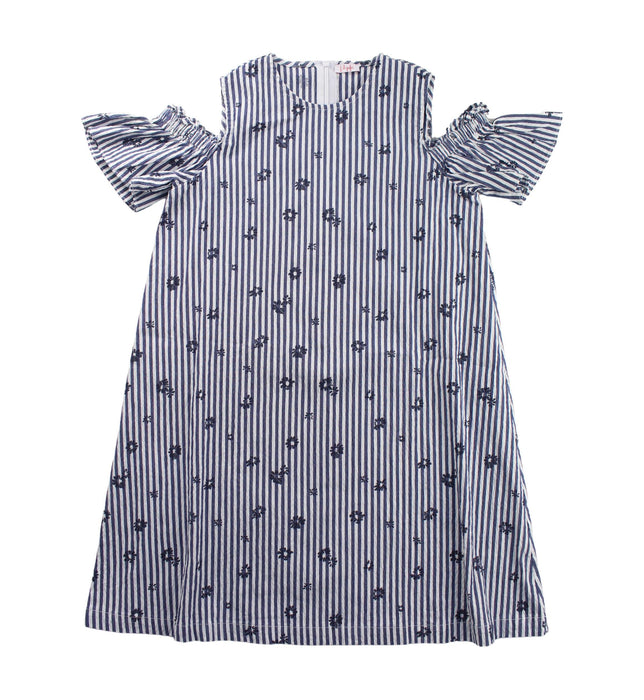 A Blue Short Sleeve Dresses from Il Gufo in size 10Y for girl. (Front View)