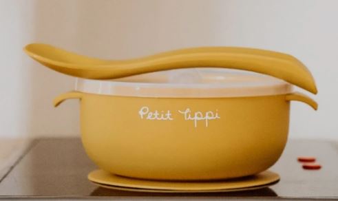 A Yellow Utensils & Containers from Petit Tippi in size O/S for neutral. (Front View)