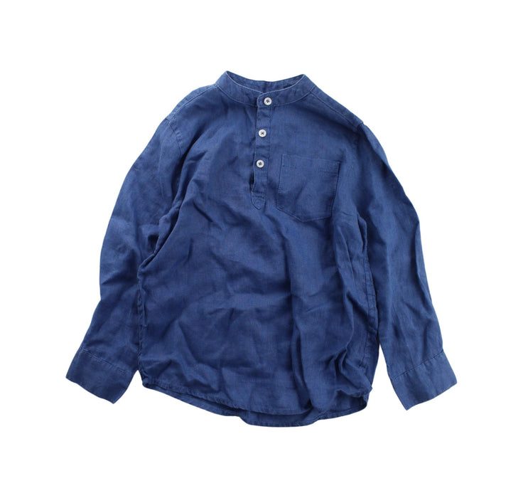 A Blue Long Sleeve Shirts from Monoprix in size 5T for boy. (Front View)
