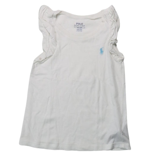 A White Sleeveless T Shirts from Polo Ralph Lauren in size 4T for girl. (Front View)