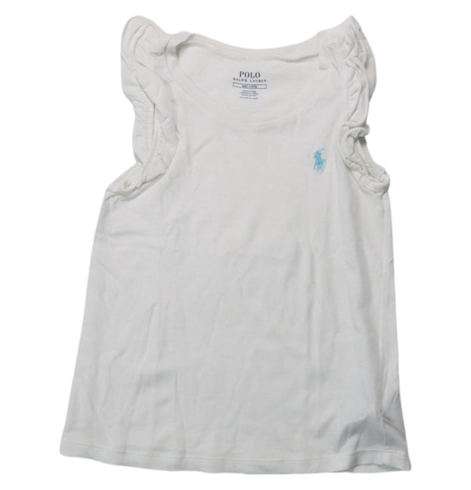 A White Sleeveless T Shirts from Polo Ralph Lauren in size 4T for girl. (Front View)