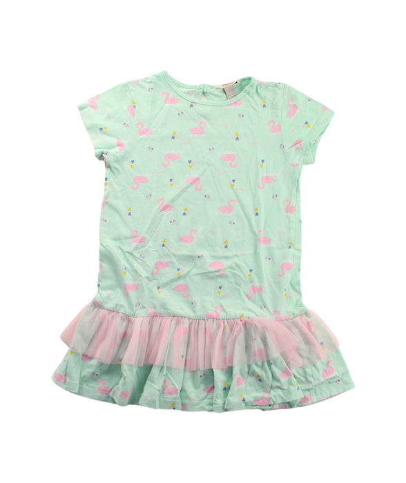 A Green Short Sleeve Dresses from PONEY in size 5T for girl. (Front View)