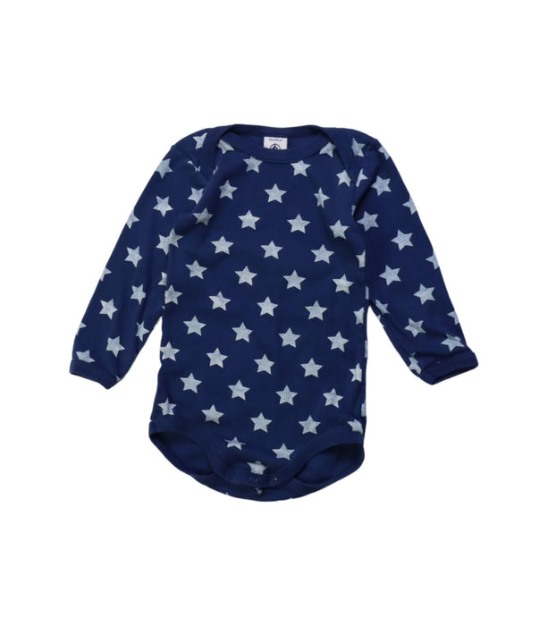 A Blue Long Sleeve Bodysuits from Petit Bateau in size 12-18M for neutral. (Front View)