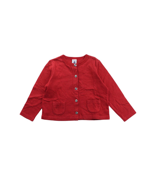 A Red Cardigans from Petit Bateau in size 3T for girl. (Front View)