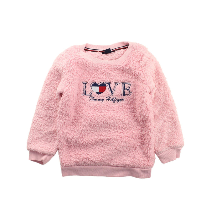 A Pink Crewneck Sweatshirts from Tommy Hilfiger in size 3T for girl. (Front View)