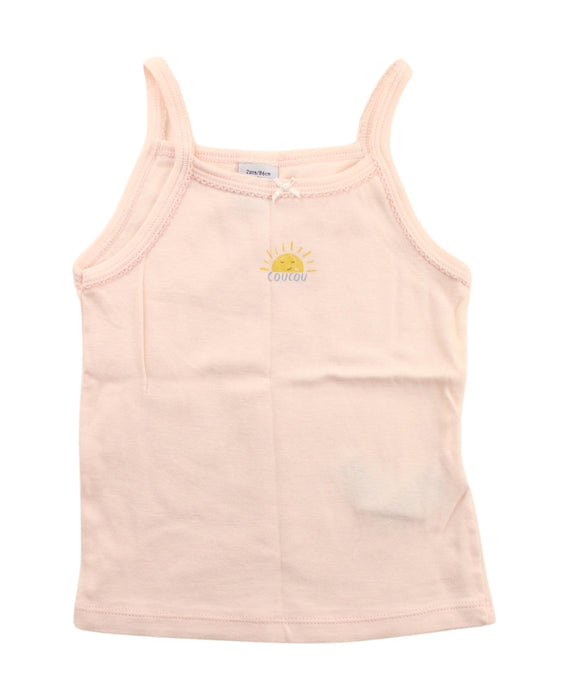 A Pink Sleeveless T Shirts from Petit Bateau in size 2T for girl. (Front View)