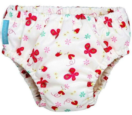 A White Swim Diapers from Charlie Banana in size O/S for girl. (Front View)