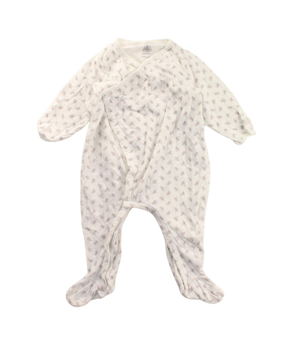 A White Onesies from Petit Bateau in size 6-12M for boy. (Front View)