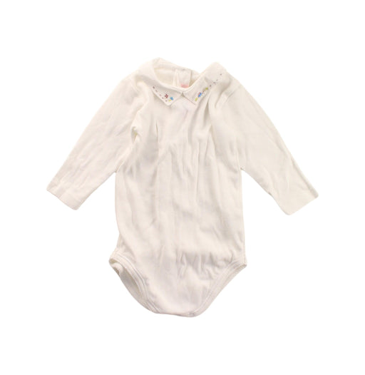 A White Long Sleeve Bodysuits from Bonpoint in size 6-12M for girl. (Front View)