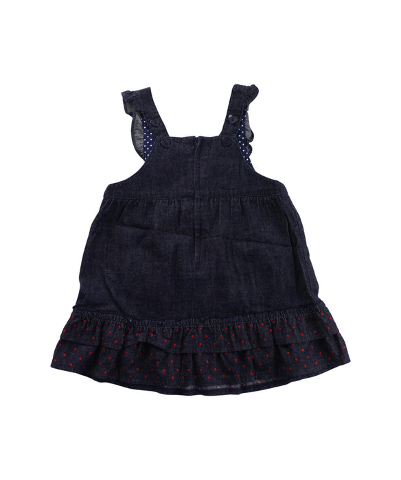 A Blue Sleeveless Dresses from Miki House in size 18-24M for girl. (Back View)