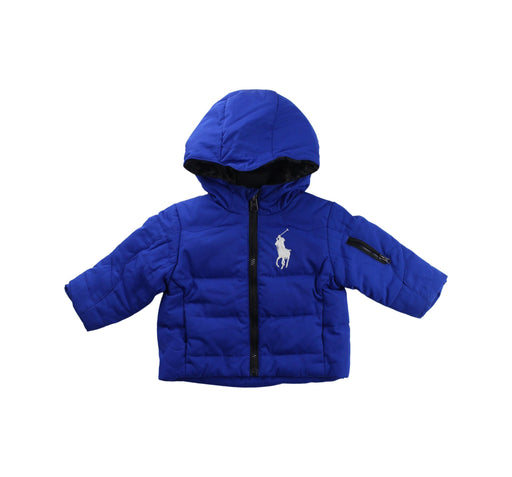 A Blue Puffer/Quilted Jackets from Polo Ralph Lauren in size 6-12M for boy. (Front View)