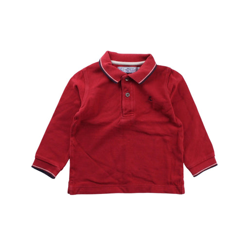 A Red Long Sleeve Polos from Petit Bateau in size 2T for boy. (Front View)