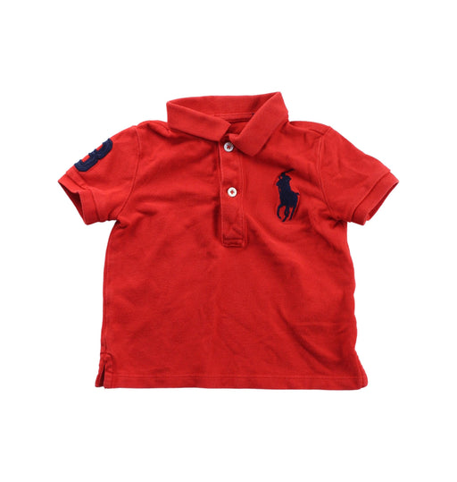 A Red Short Sleeve Polos from Ralph Lauren in size 6-12M for boy. (Front View)