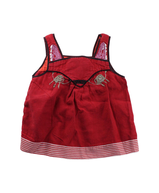 A Red Sleeveless Dresses from Wafflish Waffle in size 2T for girl. (Front View)