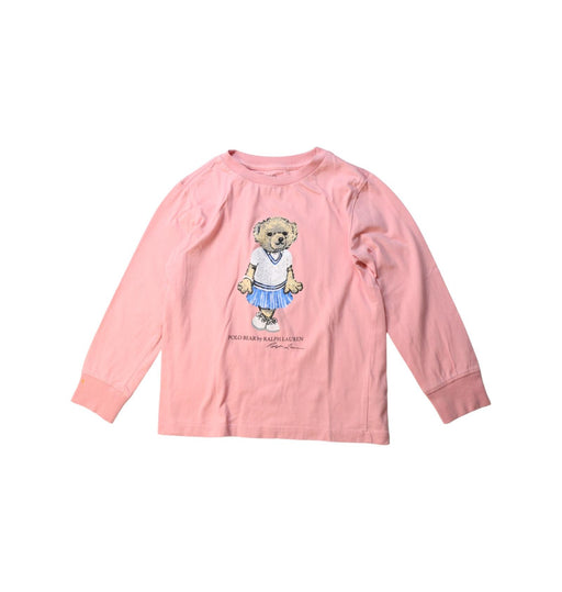 A Pink Long Sleeve Tops from Polo Ralph Lauren in size 5T for girl. (Front View)