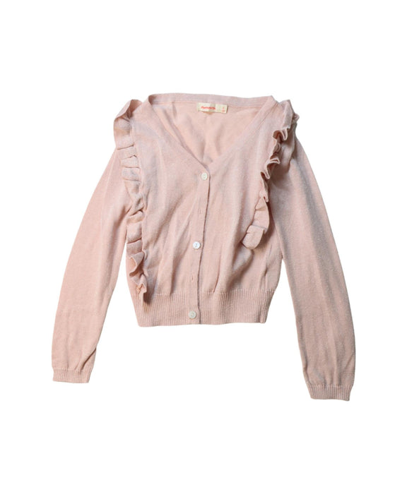A Pink Cardigans from Momonittu in size 8Y for girl. (Front View)