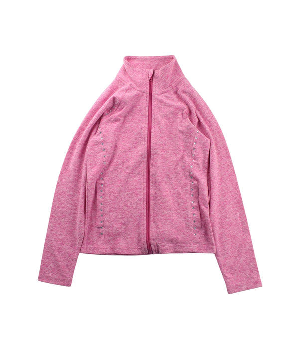 A Pink Zippered Sweatshirts from XAMAS in size 10Y for girl. (Front View)