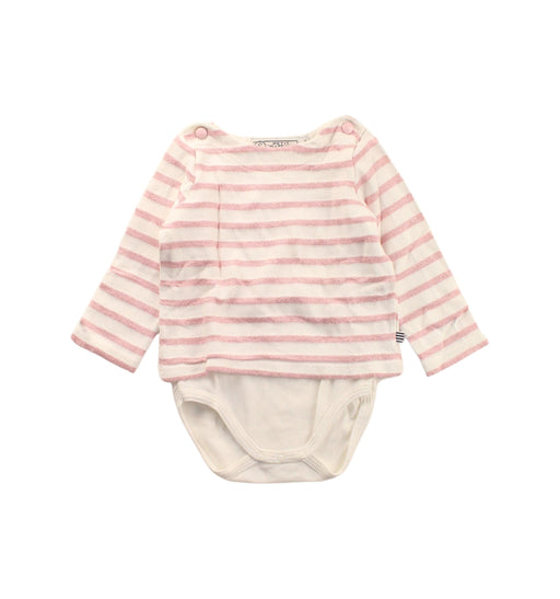 A White Long Sleeve Bodysuits from Petit Bateau in size 6-12M for girl. (Front View)