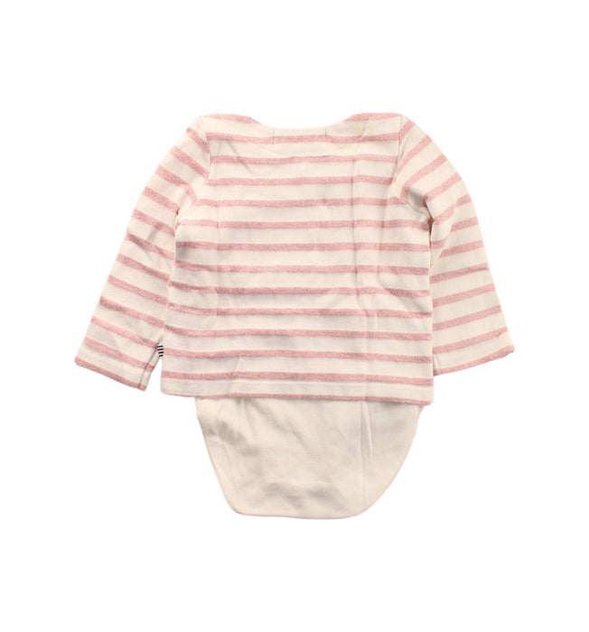 A White Long Sleeve Bodysuits from Petit Bateau in size 6-12M for girl. (Back View)