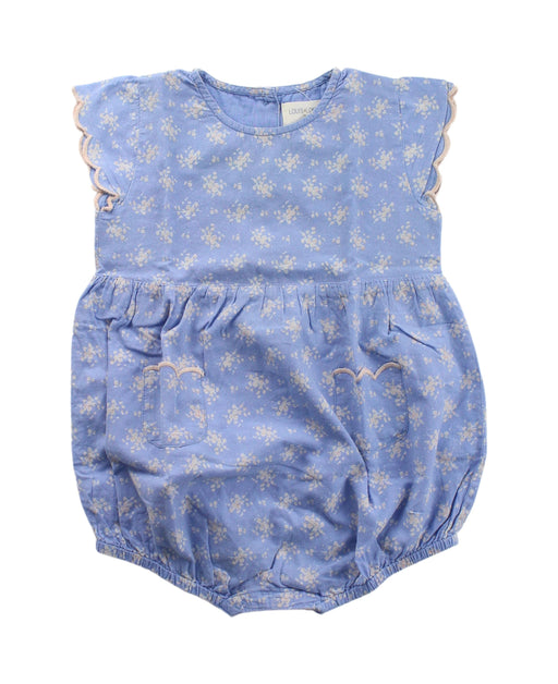 A Blue Sleeveless Rompers from Louis Louise in size 3-6M for girl. (Front View)