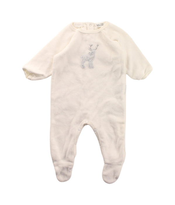 A White Onesies from Purebaby in size 0-3M for neutral. (Front View)