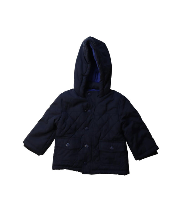 A Navy Puffer/Quilted Jackets from Jacadi in size 12-18M for girl. (Front View)