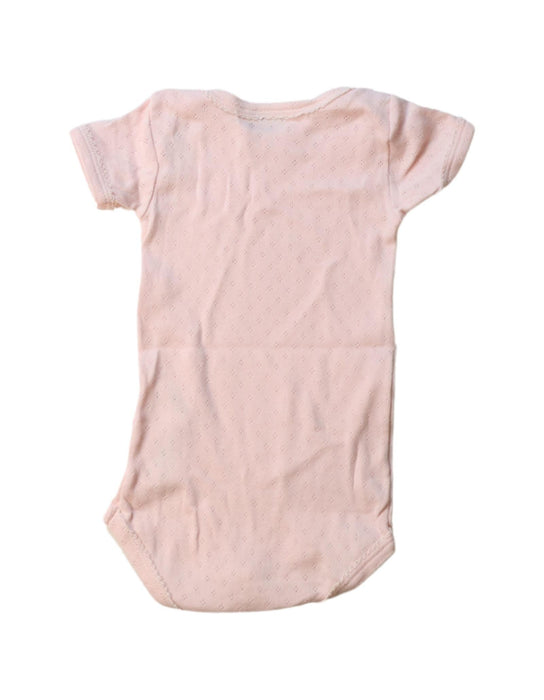 A Pink Short Sleeve Bodysuits from Petit Bateau in size 0-3M for girl. (Back View)