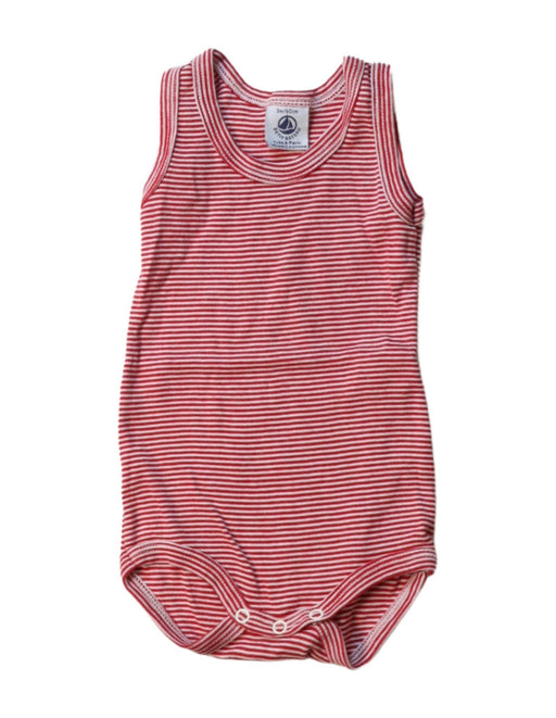 A White Sleeveless Bodysuits from Petit Bateau in size 0-3M for girl. (Front View)