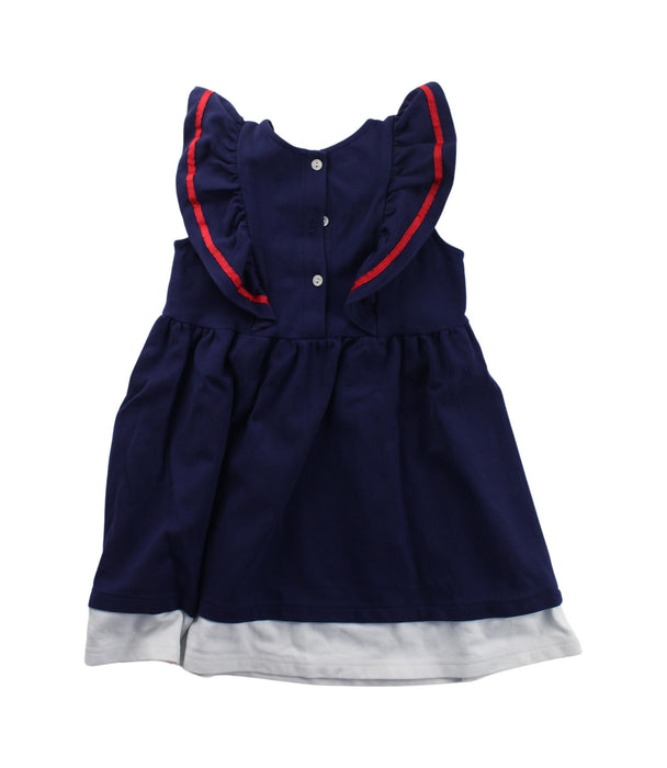 A Blue Sleeveless Dresses from Chickeeduck in size 4T for girl. (Back View)
