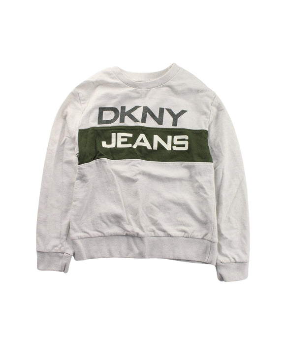 A White Crewneck Sweatshirts from DKNY in size 6T for boy. (Front View)