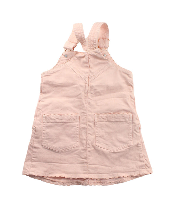 A Pink Overall Dresses from Monsoon in size 4T for girl. (Back View)