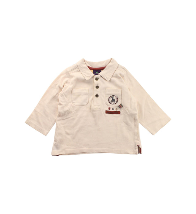 A White Long Sleeve Polos from Sergent Major in size 6-12M for boy. (Front View)