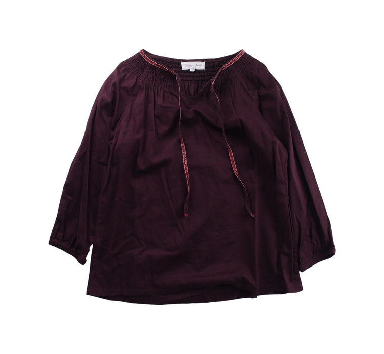 A Burgundy Long Sleeve Tops from Excuse My French in size 8Y for girl. (Front View)