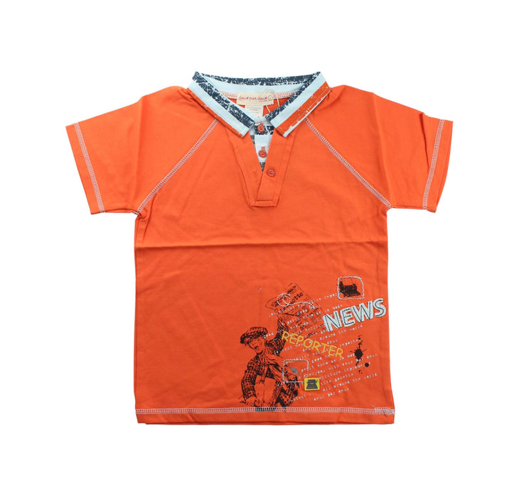 A Orange Short Sleeve Polos from Deux par Deux in size 5T for boy. (Front View)