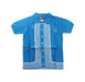 A Blue Short Sleeve Shirts from Knuckleheads in size 3T for boy. (Front View)