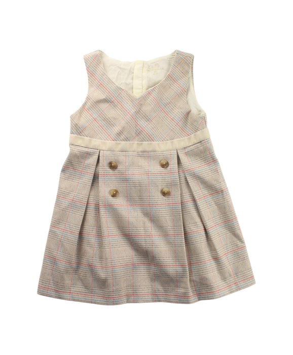A Beige Sleeveless Dresses from Chickeeduck in size 18-24M for girl. (Front View)