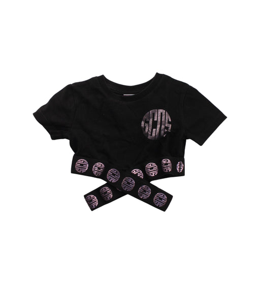 A Black Short Sleeve T Shirts from GCDS in size 4T for girl. (Front View)