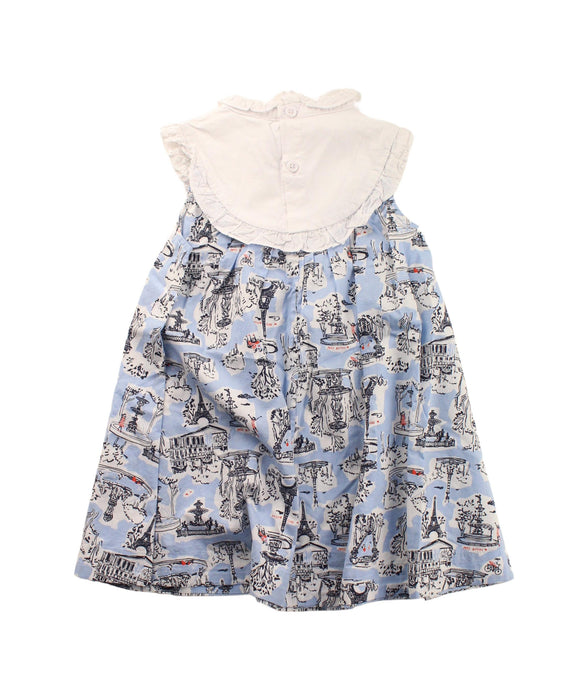 A Blue Sleeveless Dresses from Petit Bateau in size 4T for girl. (Back View)