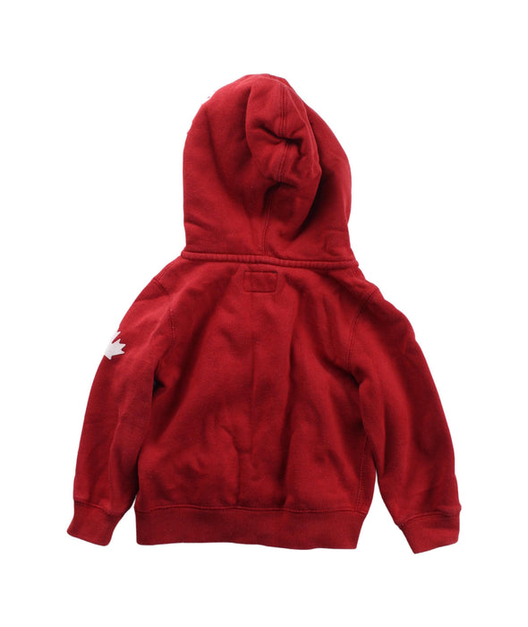 A Red Zippered Sweatshirts from Roots in size 18-24M for boy. (Back View)