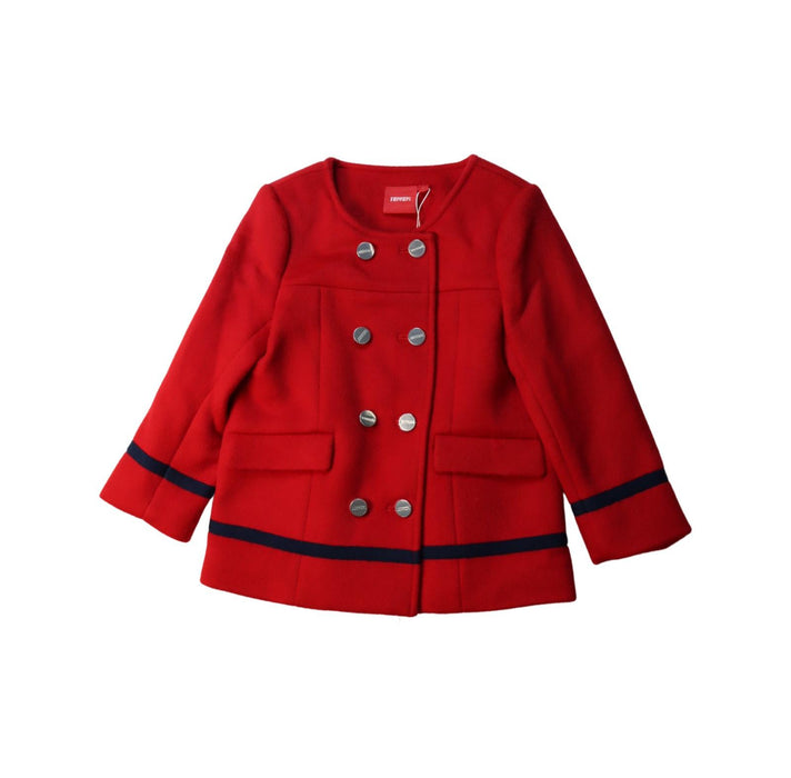 A Red Coats from Ferrari in size 4T for girl. (Front View)