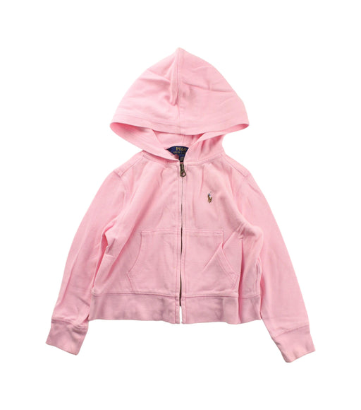 A Pink Zippered Sweatshirts from Polo Ralph Lauren in size 4T for girl. (Front View)