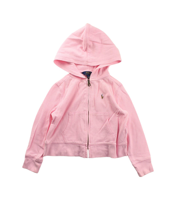 A Pink Zippered Sweatshirts from Polo Ralph Lauren in size 4T for girl. (Front View)