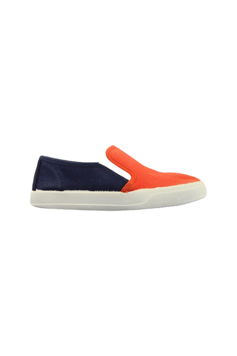 A Blue Slip Ons from Jacadi in size 4T for girl. (Front View)