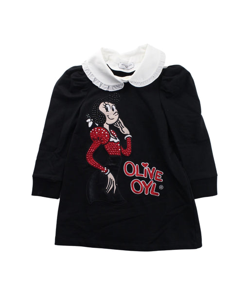 A Black Long Sleeve Dresses from Monnalisa in size 4T for girl. (Front View)